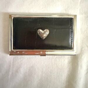 Brighton Black Card Holder with Silver Heart
